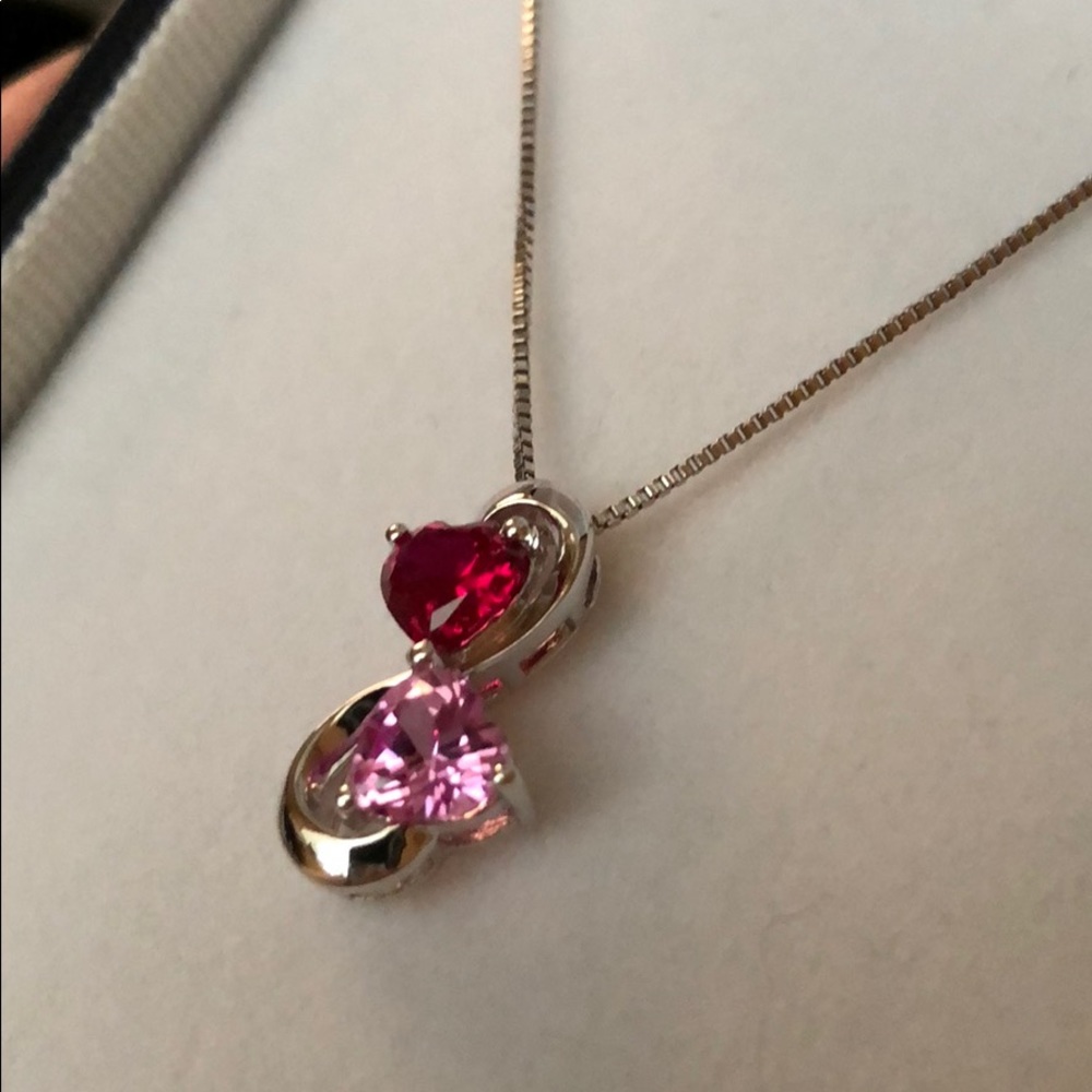 Sterling Silver .925 Infinity Hearts Necklace - Picture 2 of 3